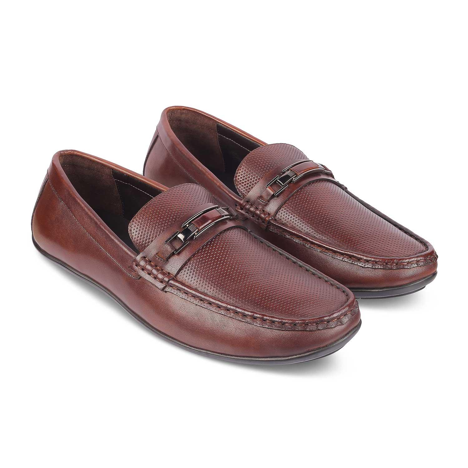 The Abia Brown Men's Leather Driving Loafers Tresmode - Tresmode