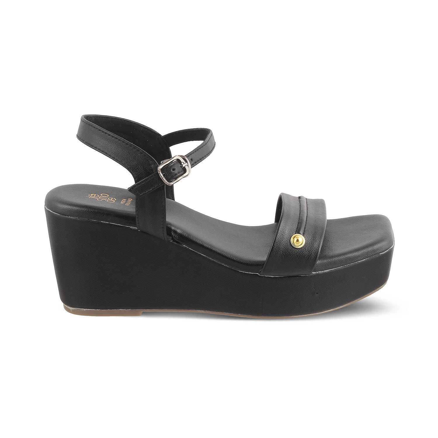 The Amsterdam Black Women's Dress Wedge Sandals Tresmode - Tresmode