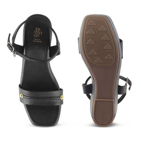 The Amsterdam Black Women's Dress Wedge Sandals Tresmode - Tresmode