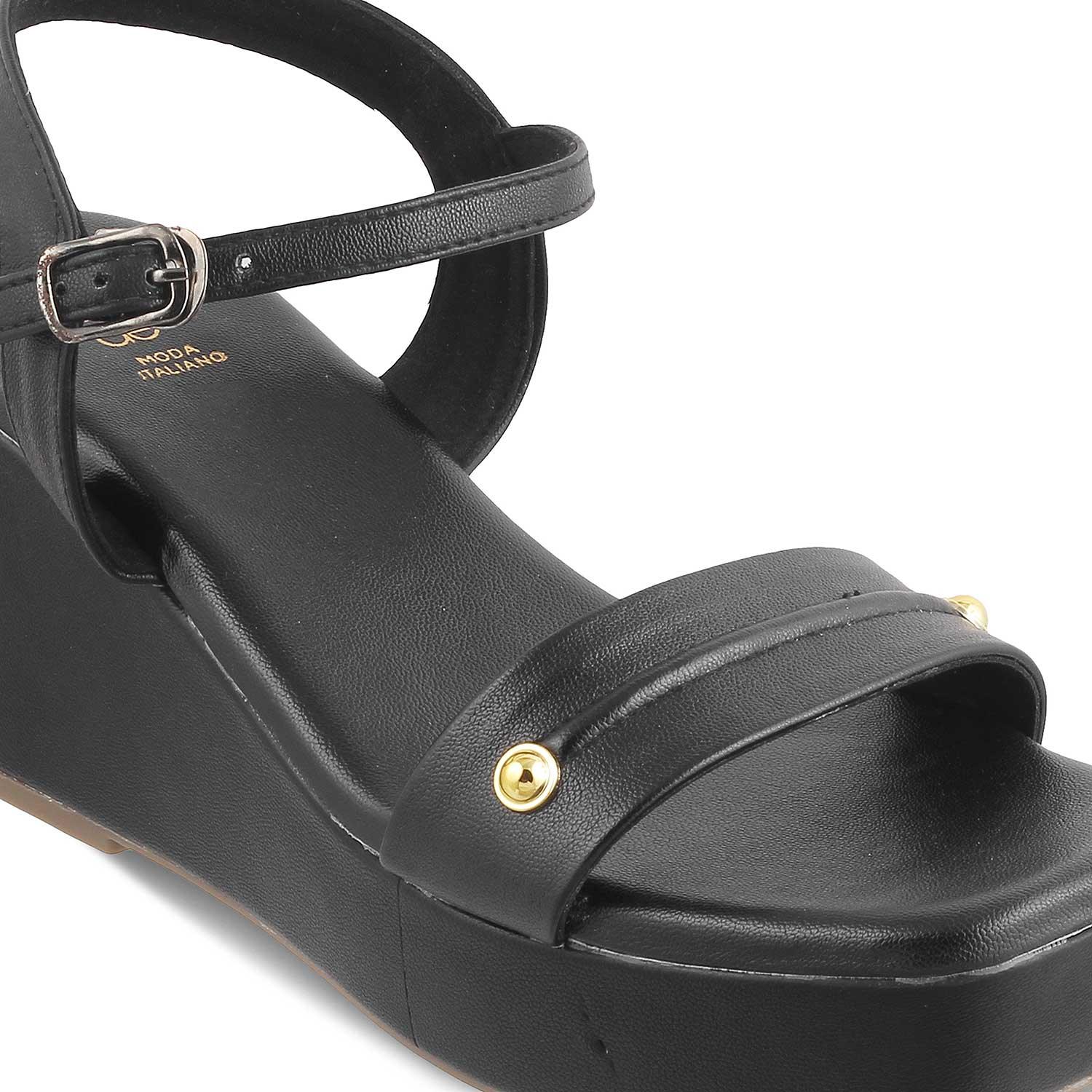 The Amsterdam Black Women's Dress Wedge Sandals Tresmode - Tresmode