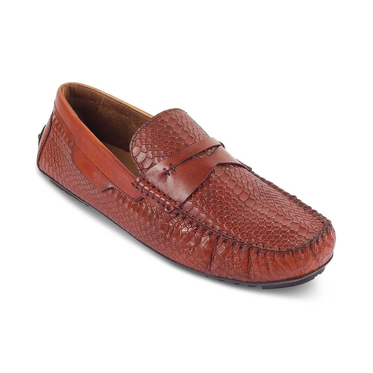 The Argon Tan Men's Leather Driving Loafers Tresmode - Tresmode