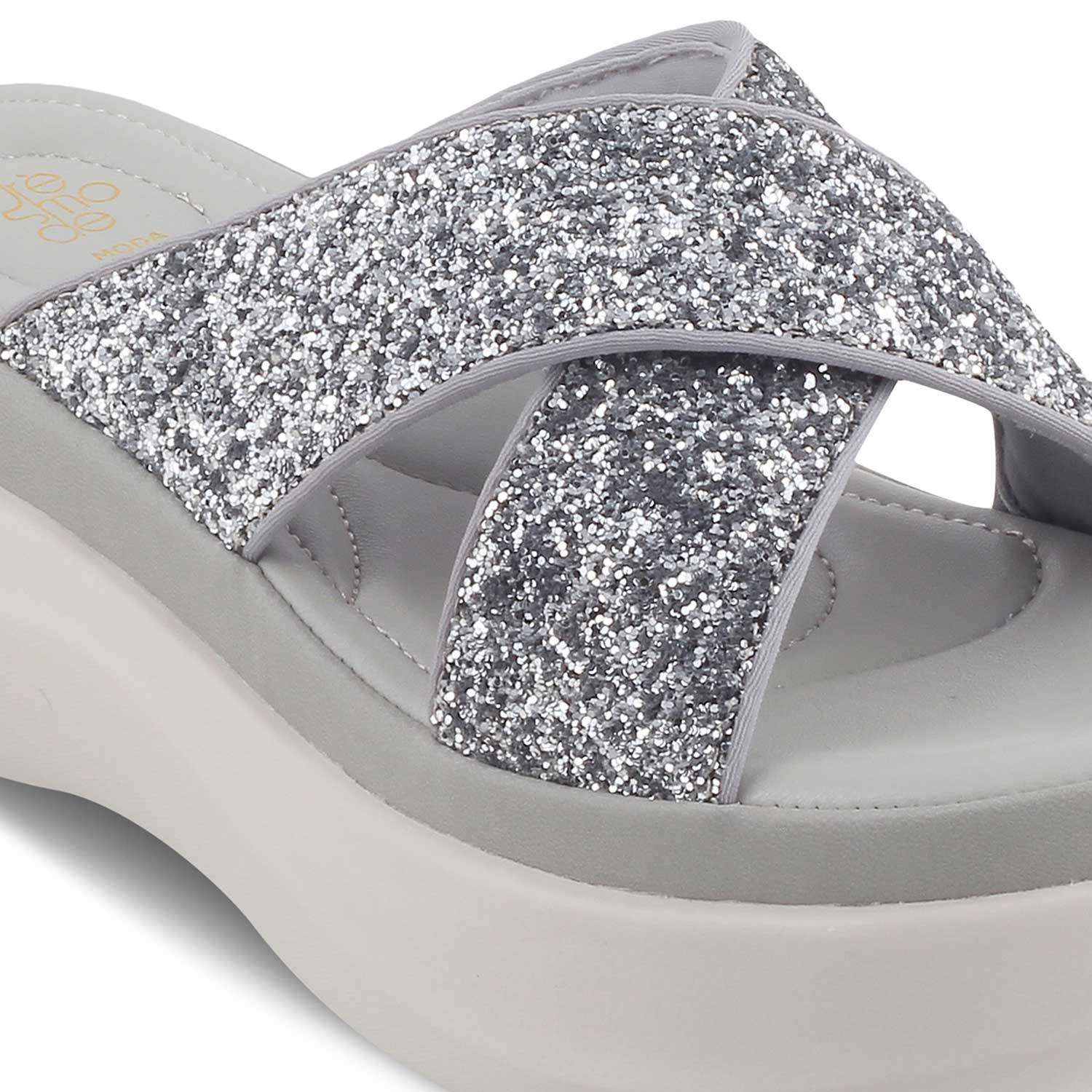 The Tolon Silver Women's Dress Wedge Sandals Tresmode - Tresmode