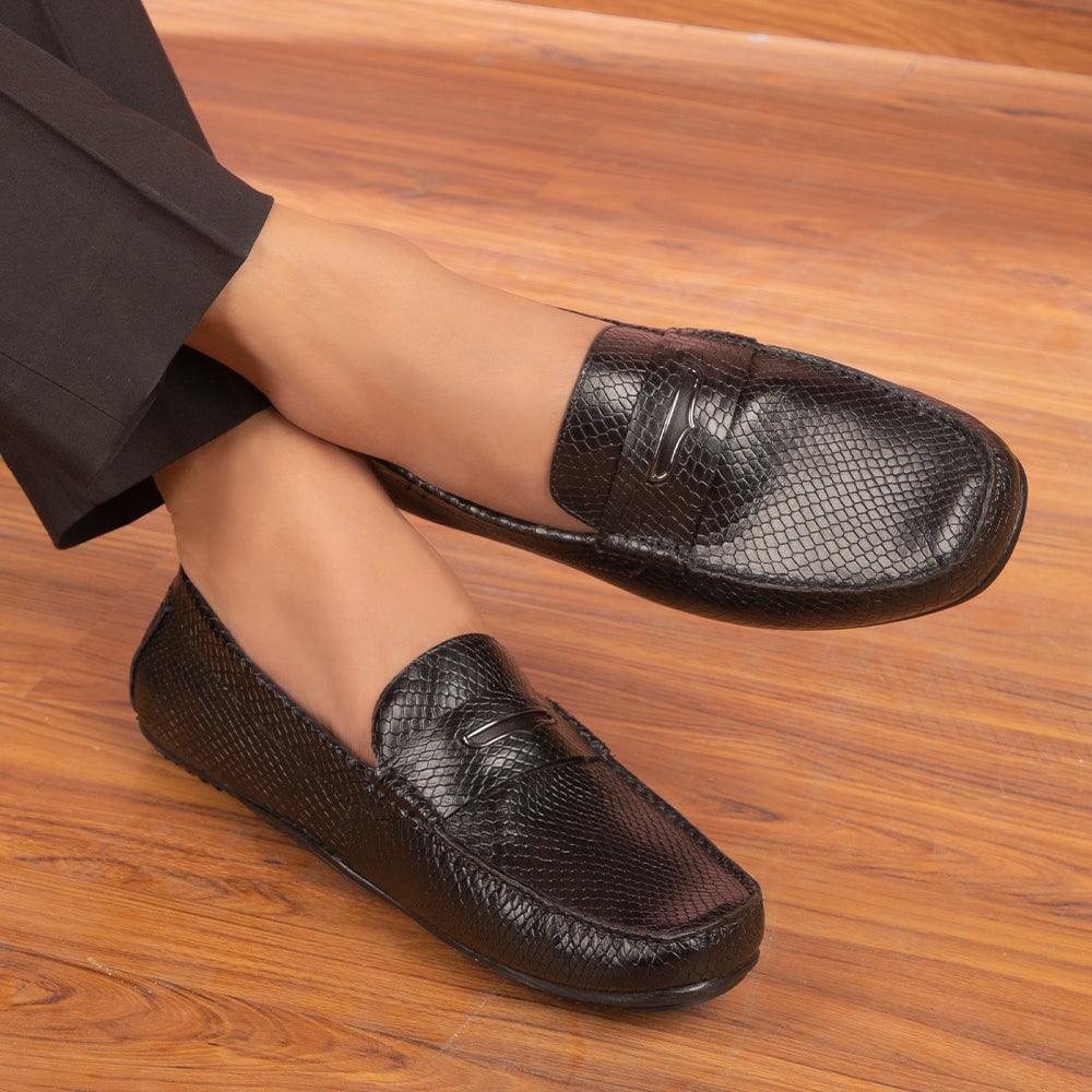 The Astro Black Men's Leather Loafers Tresmode - Tresmode