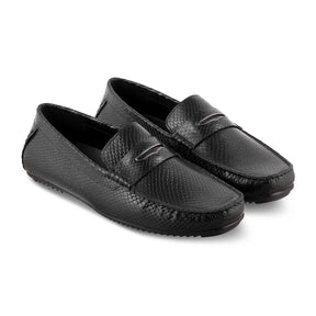 The Astro Black Men's Leather Loafers Tresmode - Tresmode