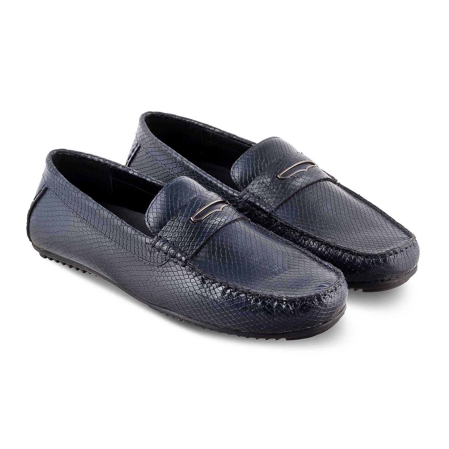 The Astro Blue Men's Leather Loafers Tresmode - Tresmode