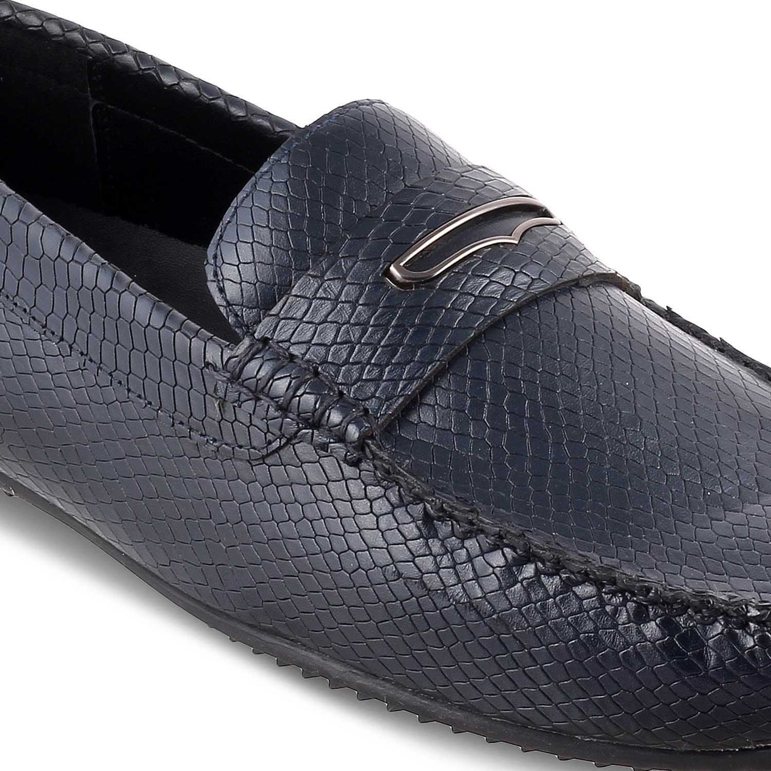 The Astro Blue Men's Leather Loafers Tresmode - Tresmode