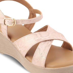 The Avio Champagne Women's Dress Wedge Sandals Tresmode - Tresmode