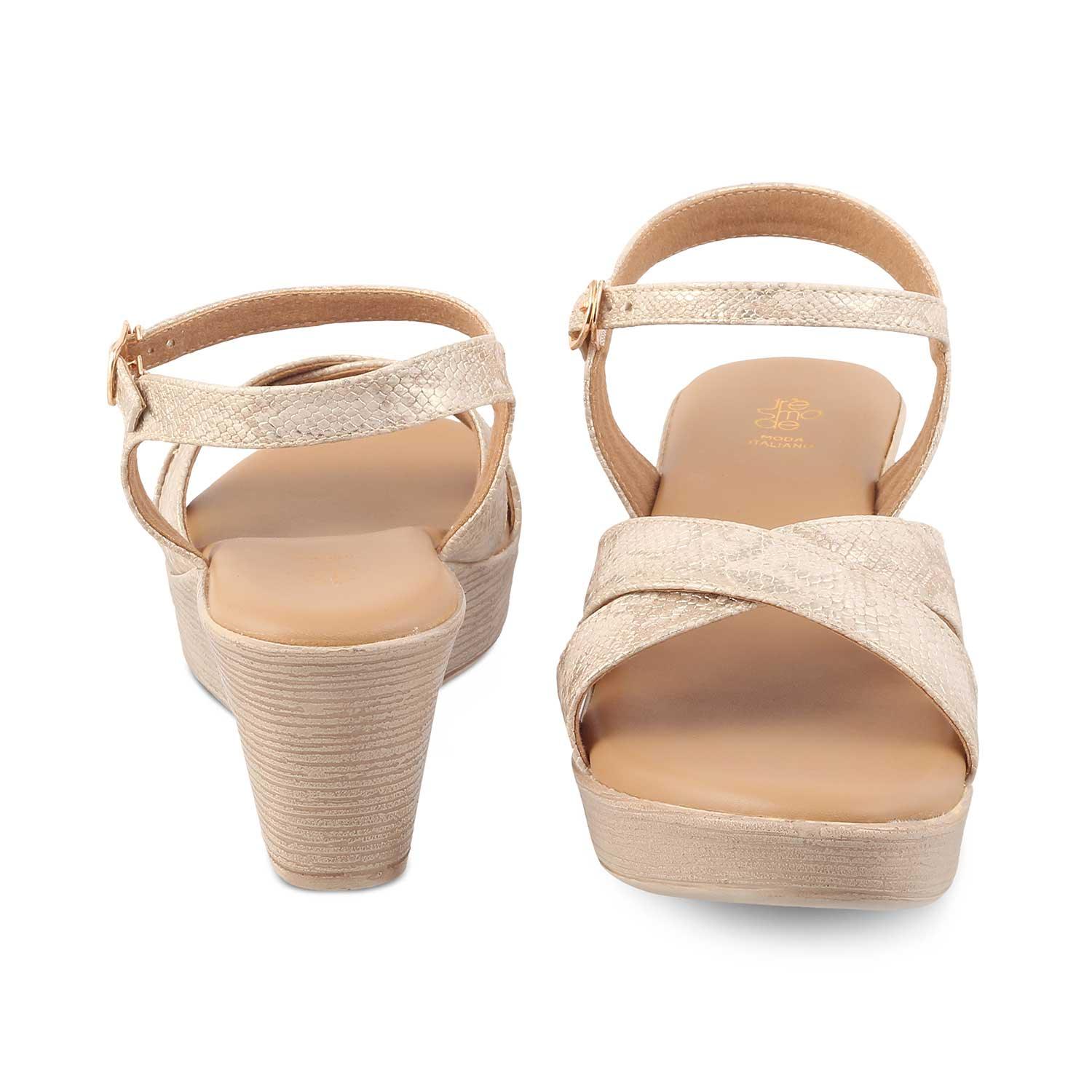 The Avio Gold Women's Dress Wedge Sandals Tresmode - Tresmode