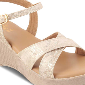 The Avio Gold Women's Dress Wedge Sandals Tresmode - Tresmode