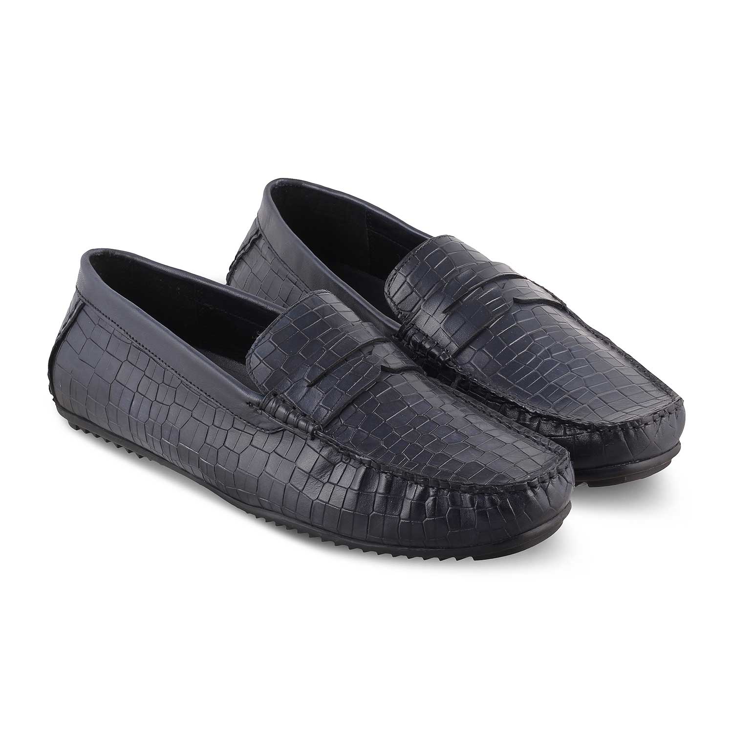 The Avyo Blue Men's Leather Loafers Tresmode - Tresmode