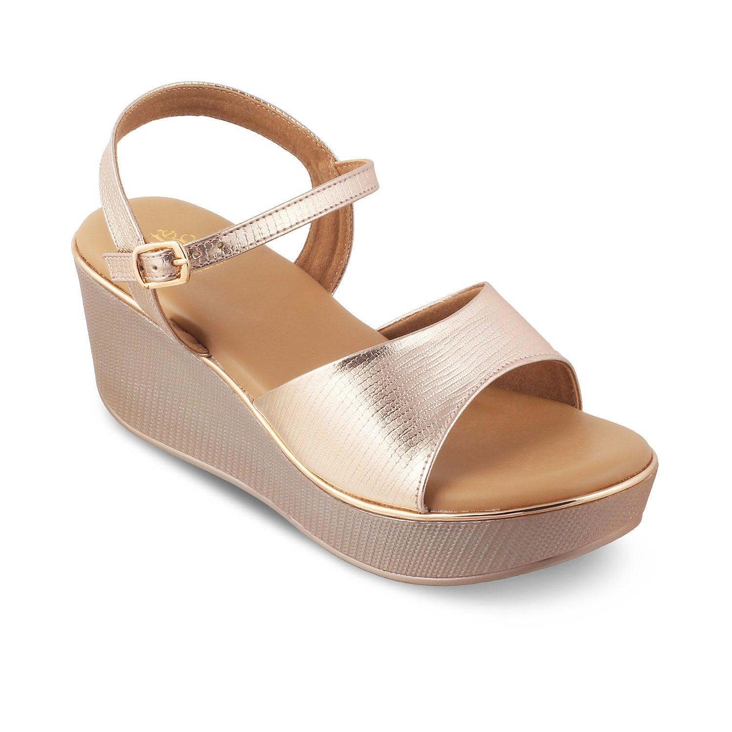 The Bannes Champagne Women's Dress Wedge Sandals Tresmode - Tresmode