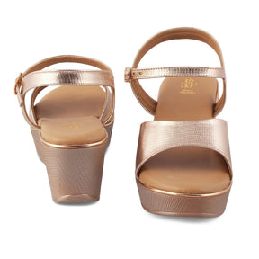 The Bannes Champagne Women's Dress Wedge Sandals Tresmode - Tresmode