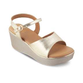 The Bannes Gold Women's Dress Wedge Sandals Tresmode - Tresmode