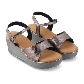 The Bannes Pewter Women's Dress Wedge Sandals Tresmode - Tresmode