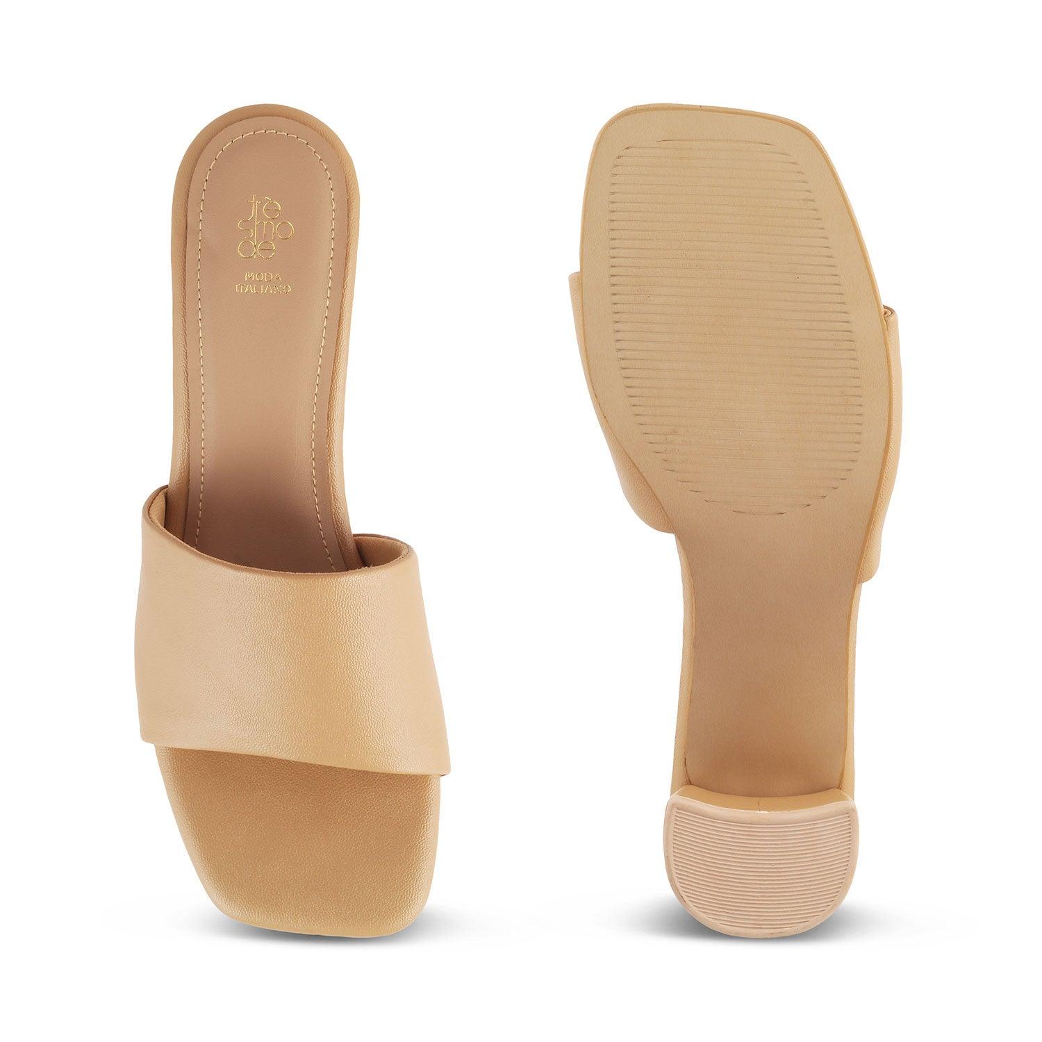 The Baarz Beige Women's Casual Block Heel Sandals Tresmode - Tresmode