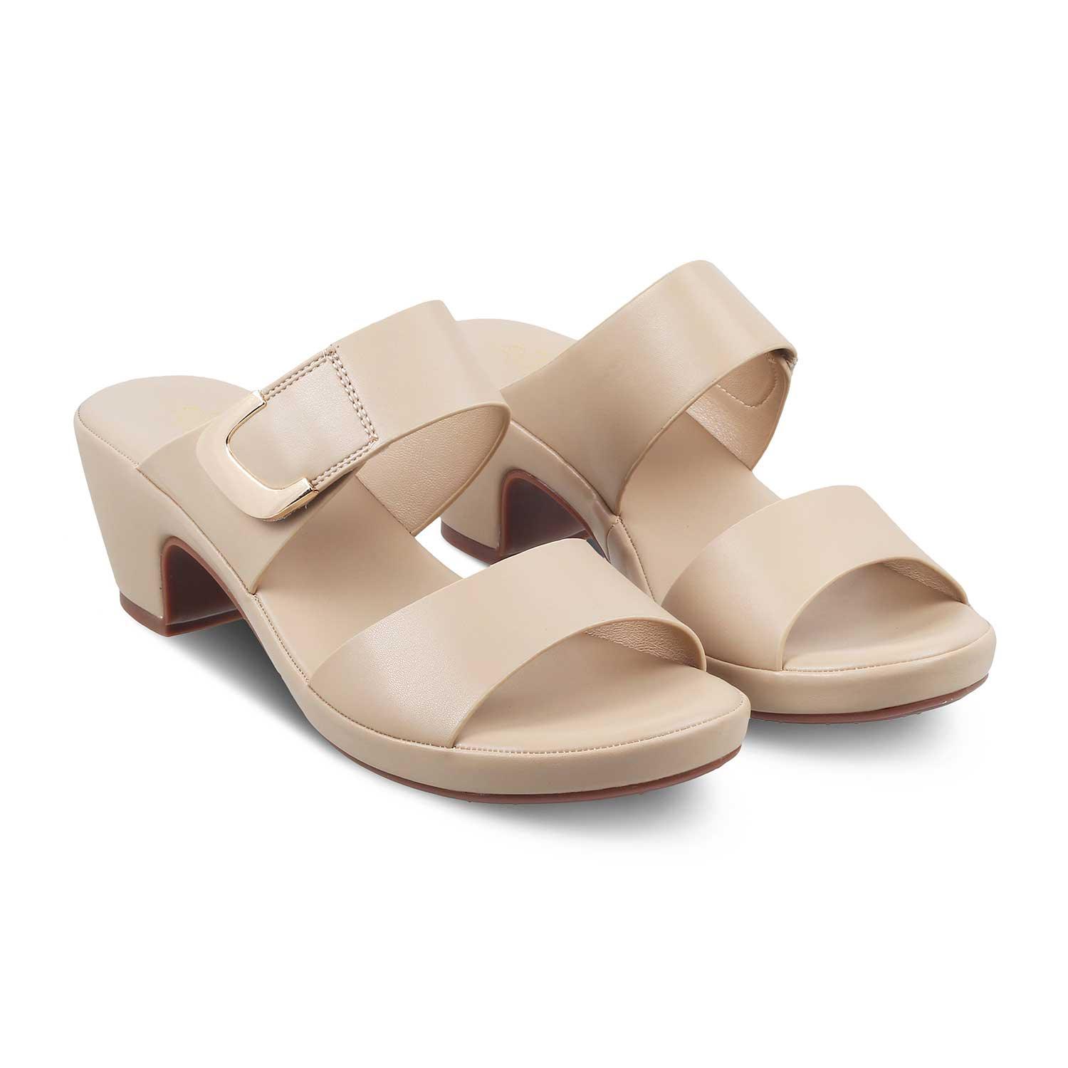 The Bona Beige Women's Casual Block Heel Sandals Tresmode - Tresmode