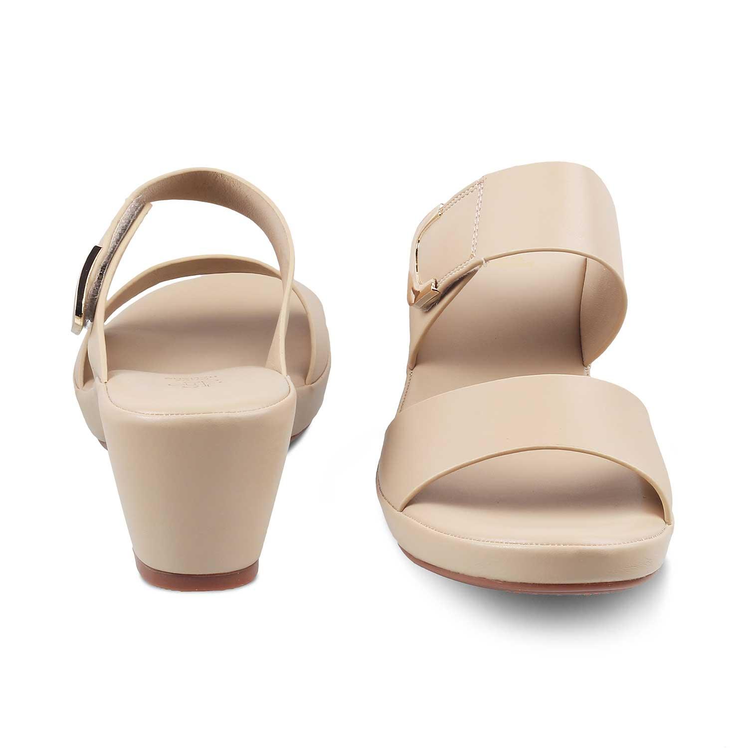 The Bona Beige Women's Casual Block Heel Sandals Tresmode - Tresmode