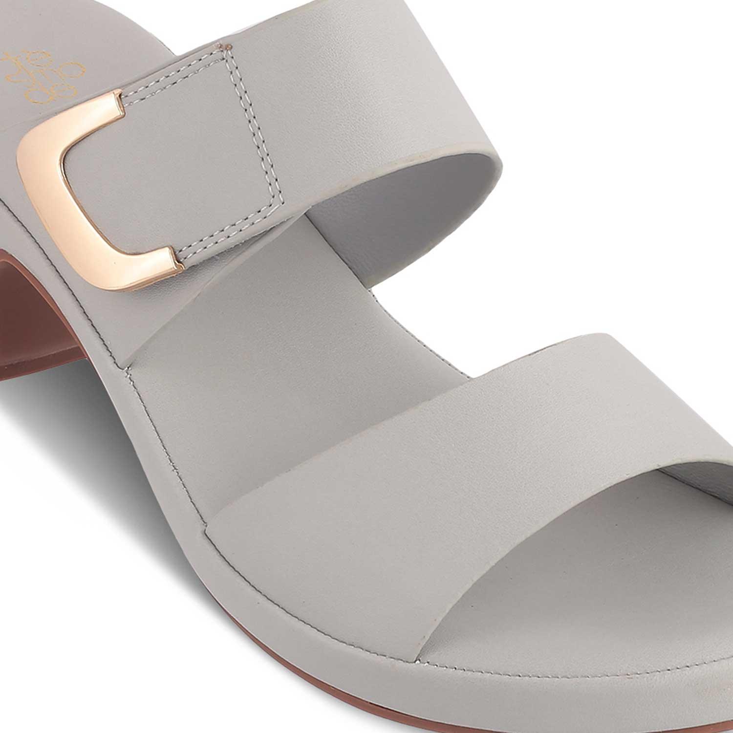 Gray heeled sandals best sale