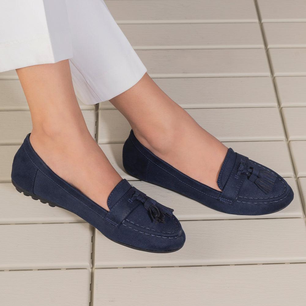 Jonum Blue Women's Tassel Loafers Tresmode