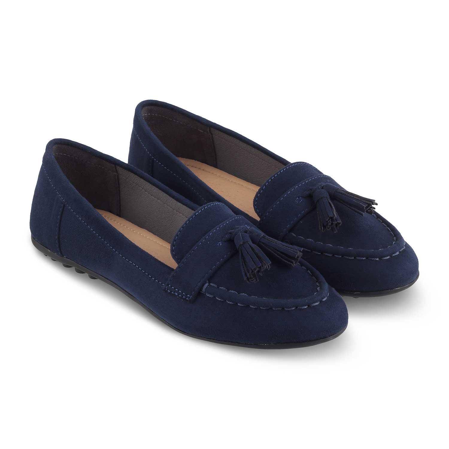 Jonum Blue Women's Suede Leather Loafers Tresmode