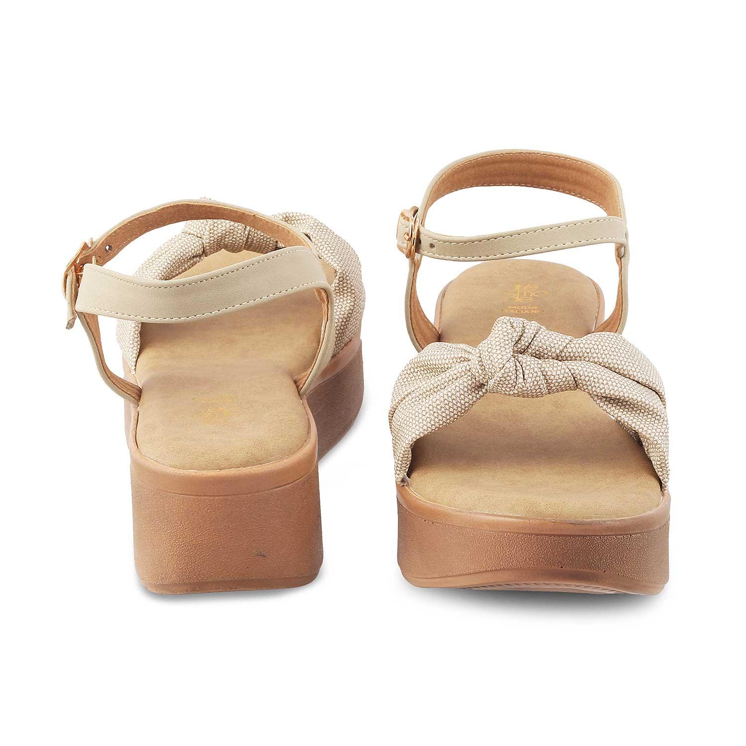 The Brera Beige Women's Platform Wedge Sandals Tresmode - Tresmode