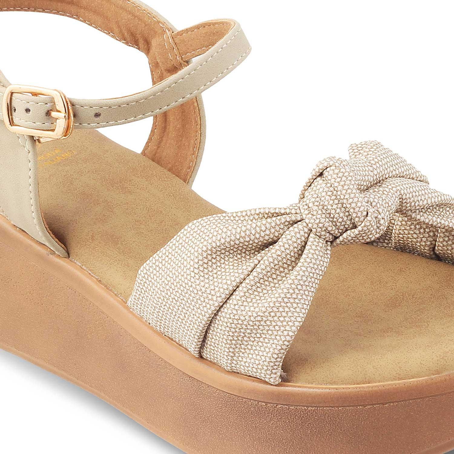 The Brera Beige Women's Platform Wedge Sandals Tresmode - Tresmode