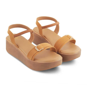 The Caen Beige Women's Platform Wedge Sandals Tresmode - Tresmode