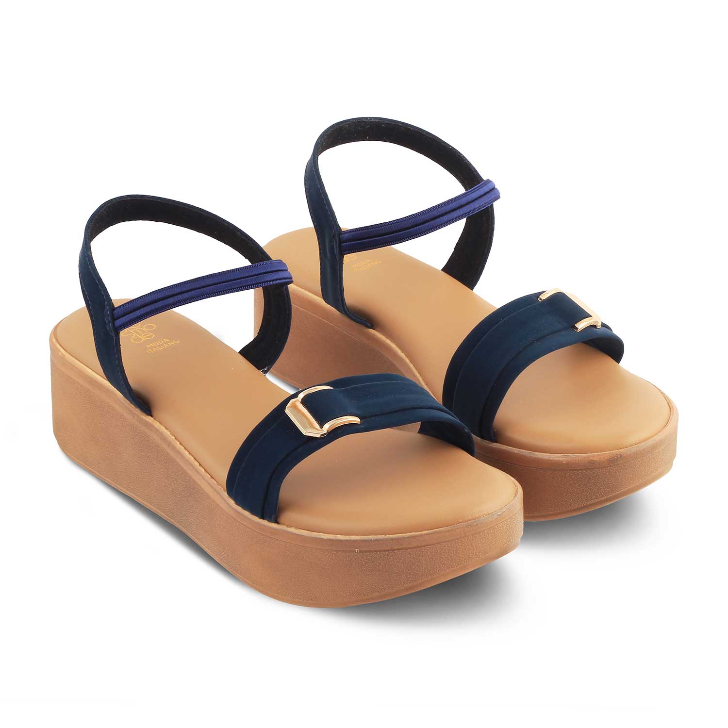 The Caen Blue Women's Platform Wedge Sandals Tresmode - Tresmode