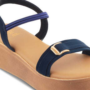 The Caen Blue Women's Platform Wedge Sandals Tresmode - Tresmode