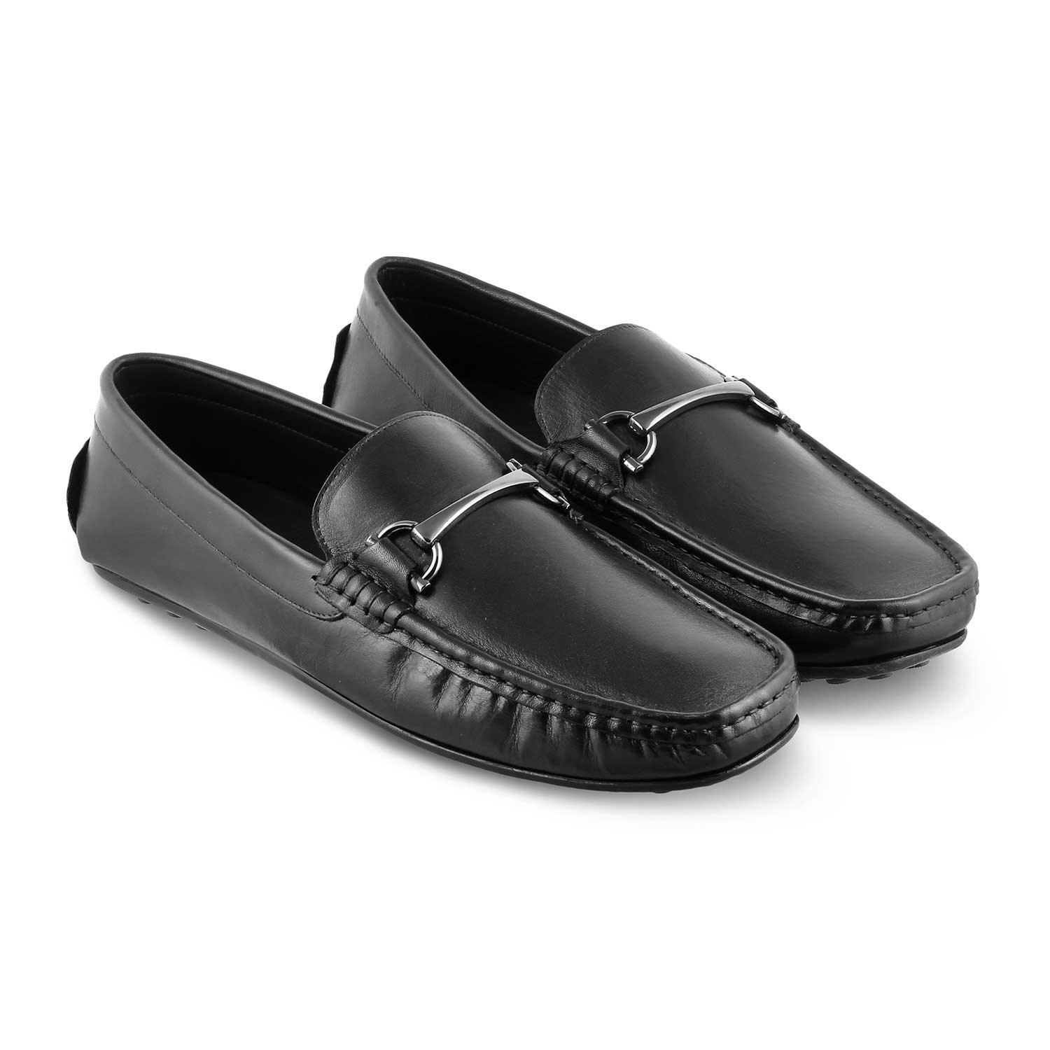 The Cecomf Black Men's Leather Driving Loafers Tresmode - Tresmode