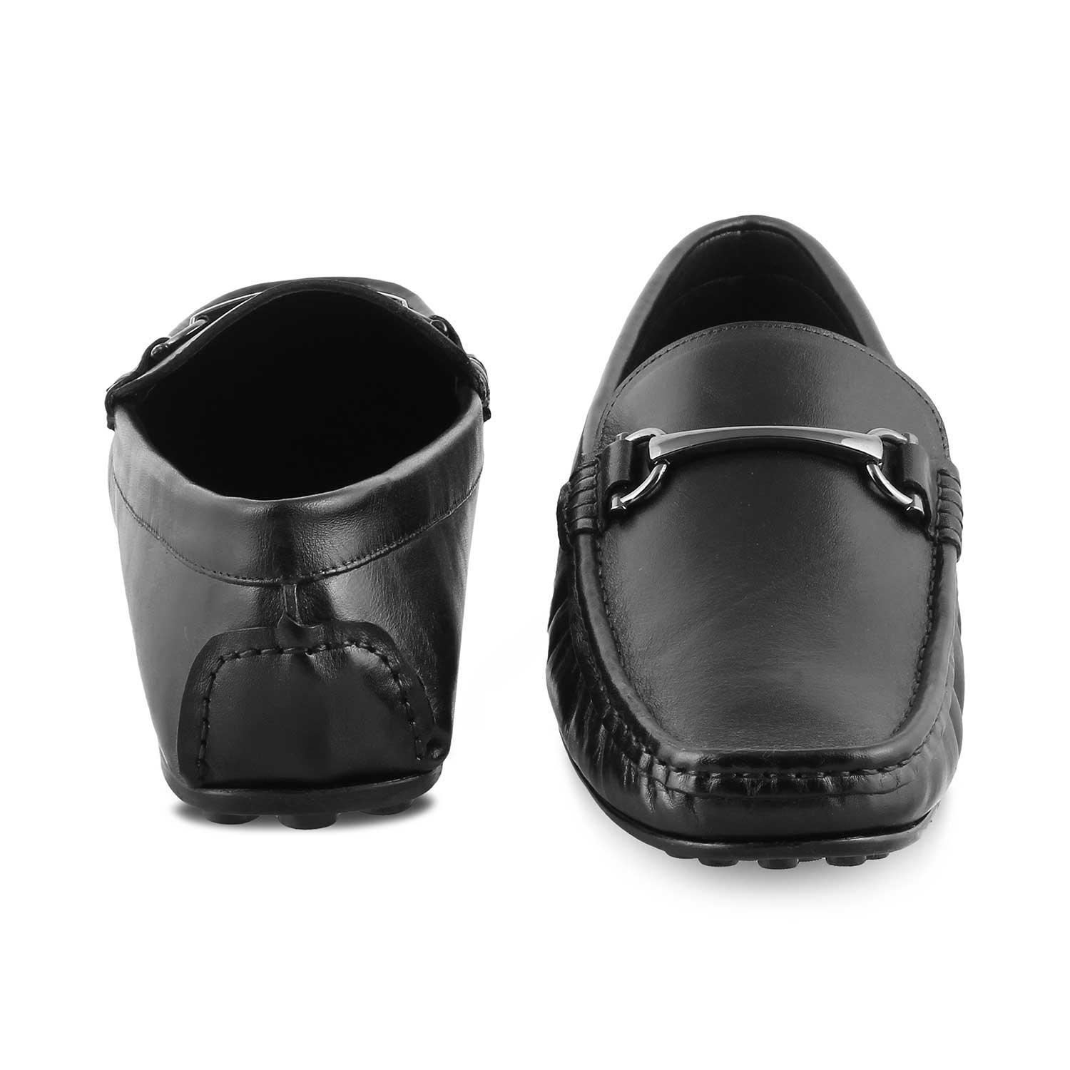 The Cecomf Black Men's Leather Driving Loafers Tresmode - Tresmode