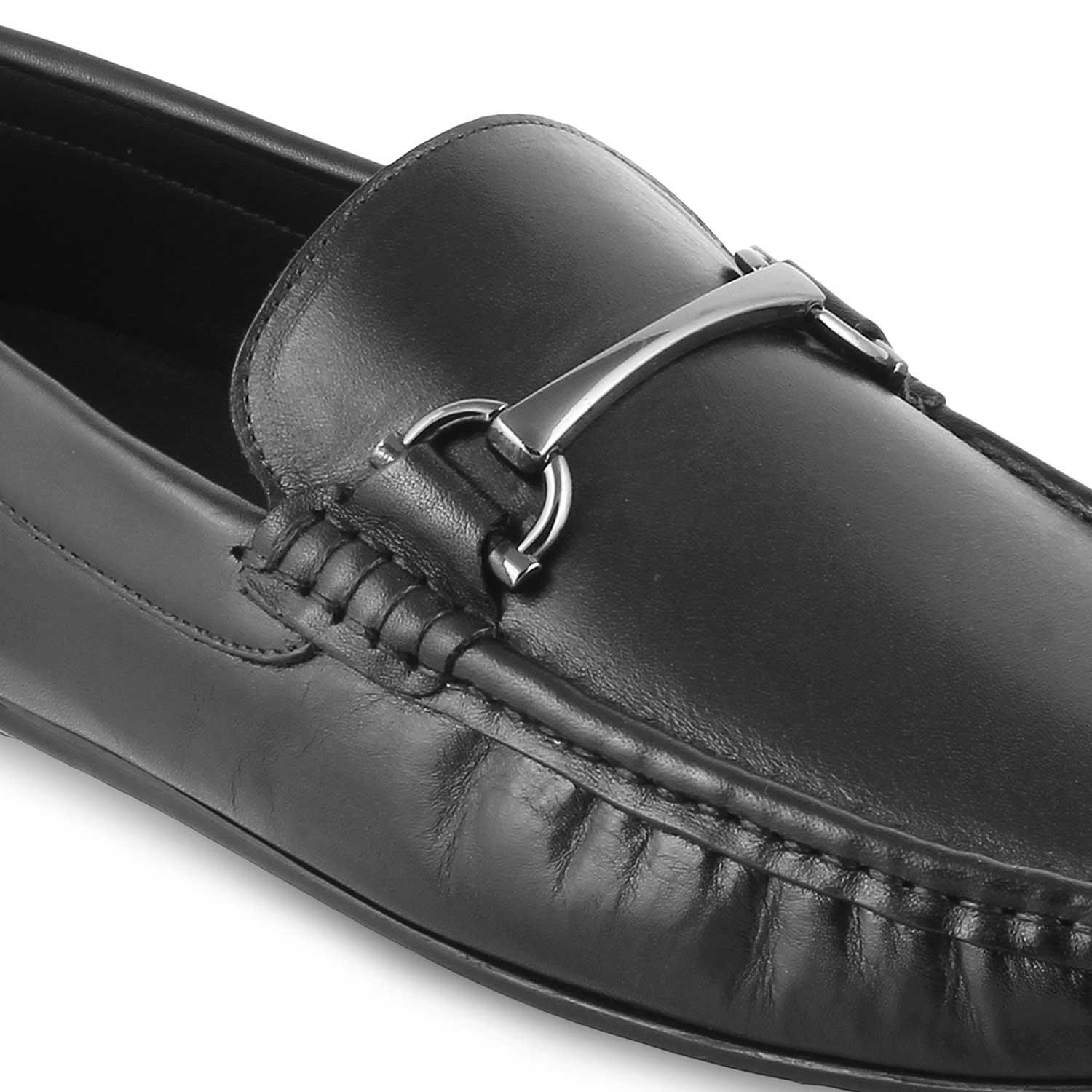 The Cecomf Black Men's Leather Driving Loafers Tresmode - Tresmode