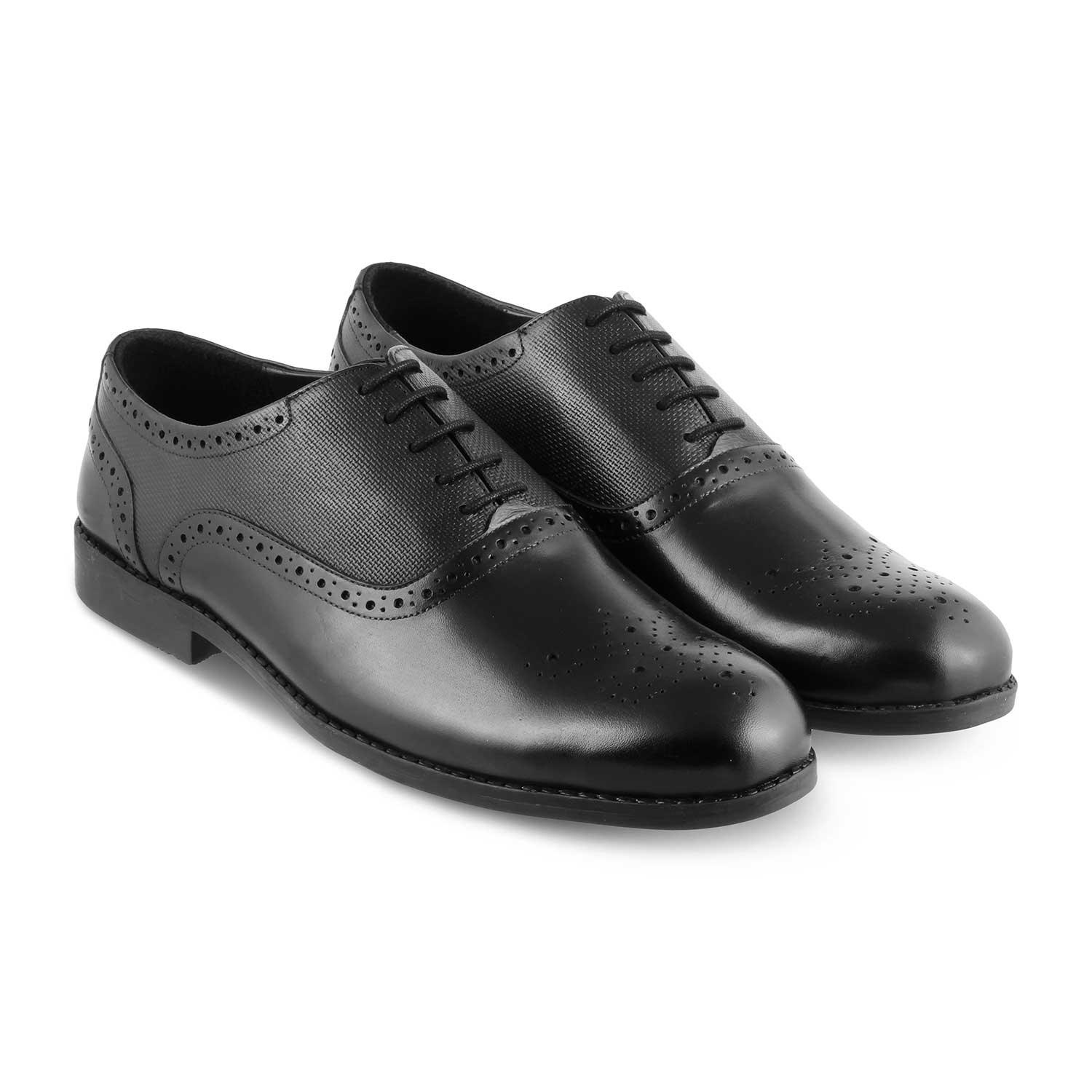 The Cerob Black Men's Oxford Brogue Lace Ups Tresmode - Tresmode