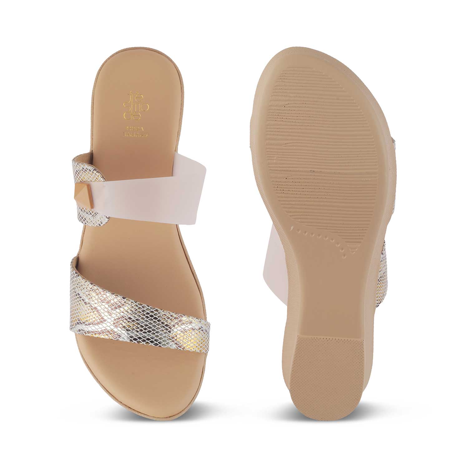 The Chios Beige Women's Casual Wedge Sandals Tresmode - Tresmode