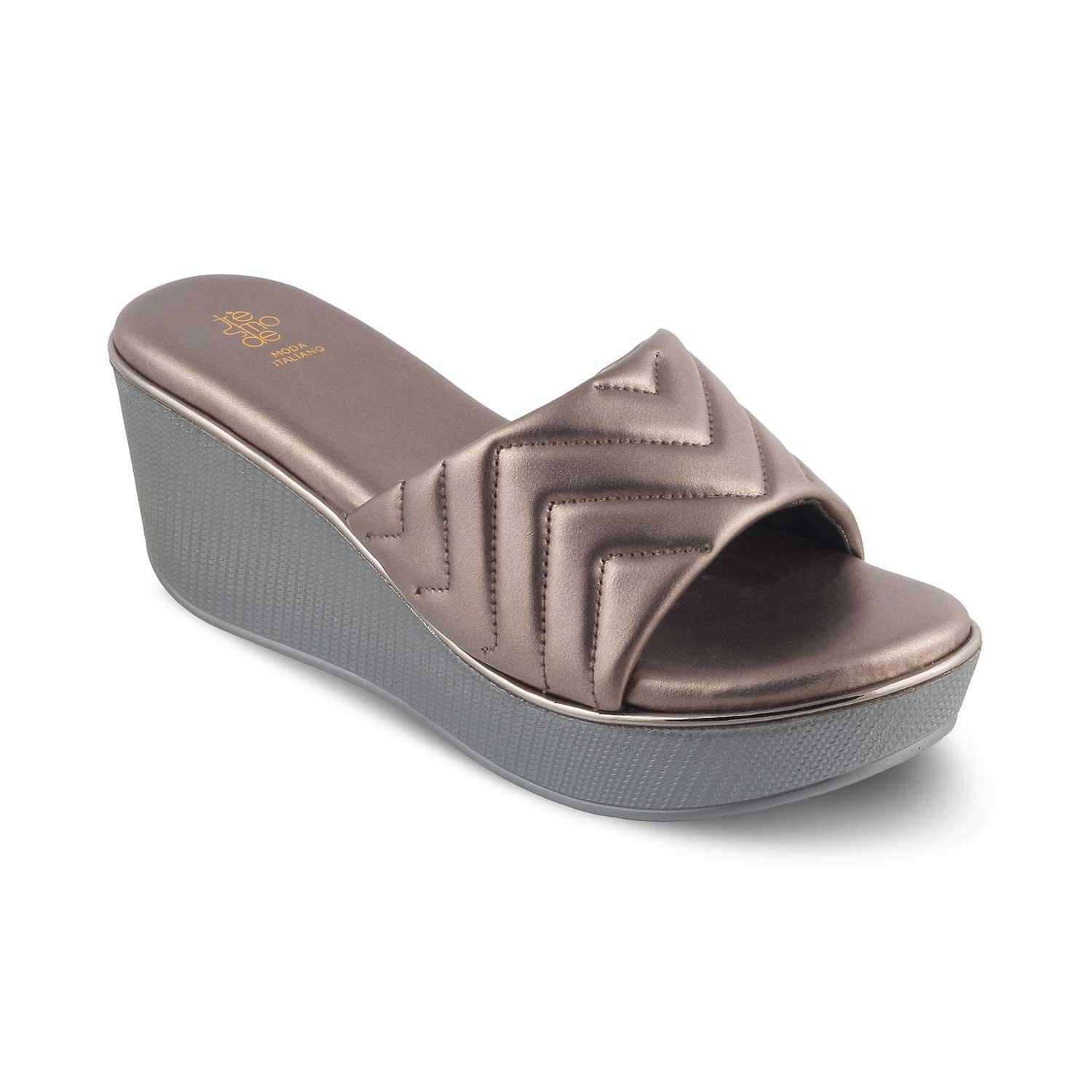 The Coldege Pewter Women's Dress Wedge Sandals Tresmode - Tresmode