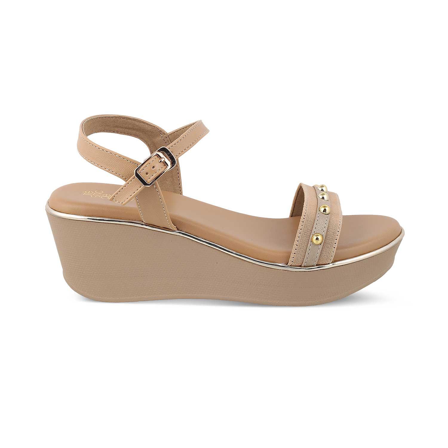 The Conq Beige Women's Dress Wedge Sandals Tresmode - Tresmode