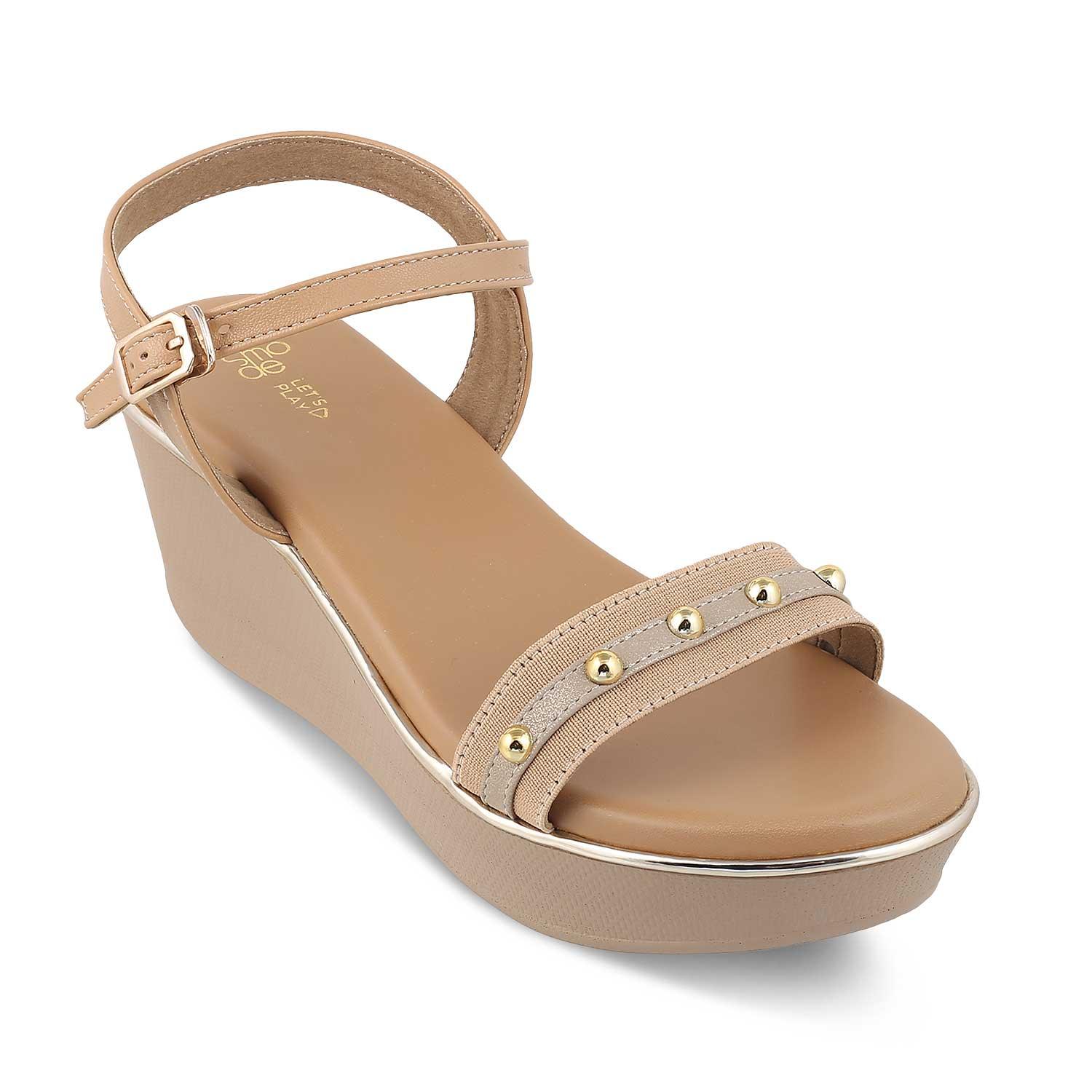 The Conq Beige Women's Dress Wedge Sandals Tresmode - Tresmode