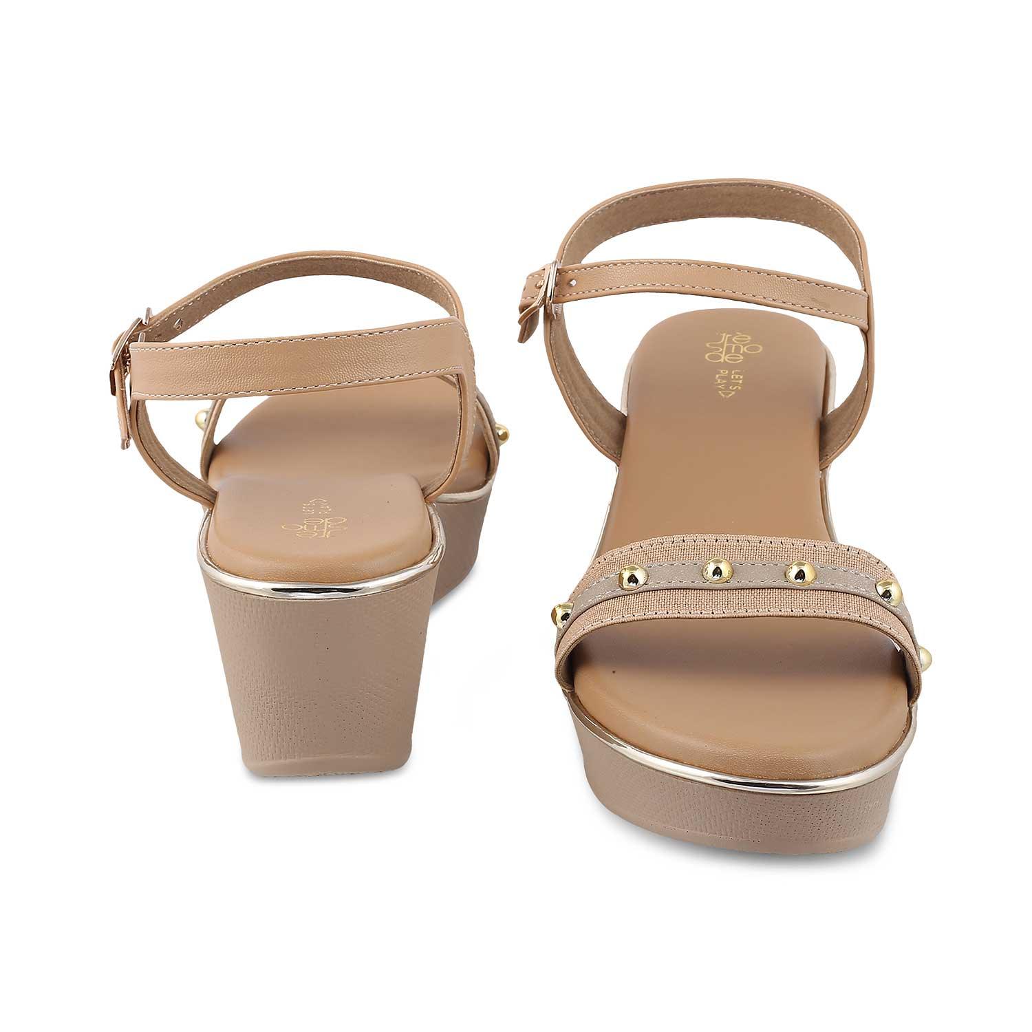 The Conq Beige Women's Dress Wedge Sandals Tresmode - Tresmode