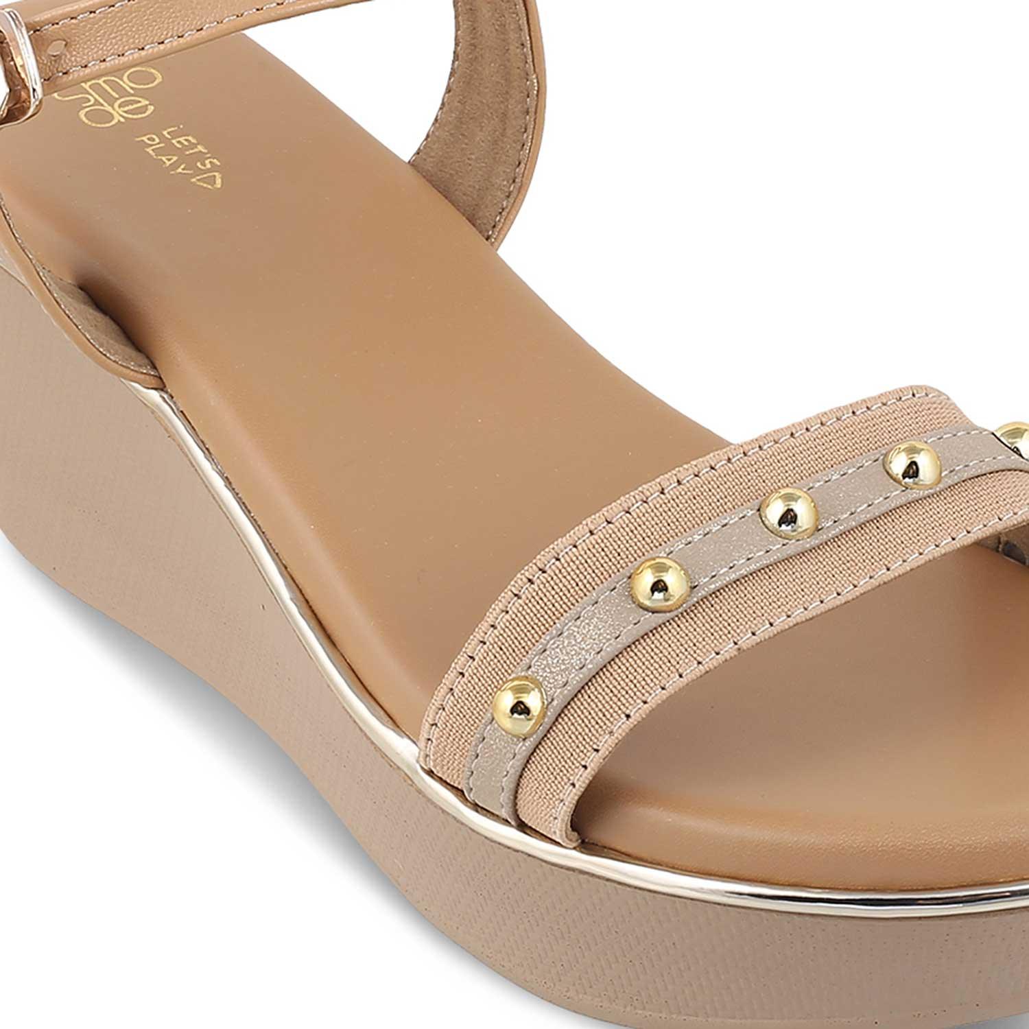 The Conq Beige Women's Dress Wedge Sandals Tresmode - Tresmode