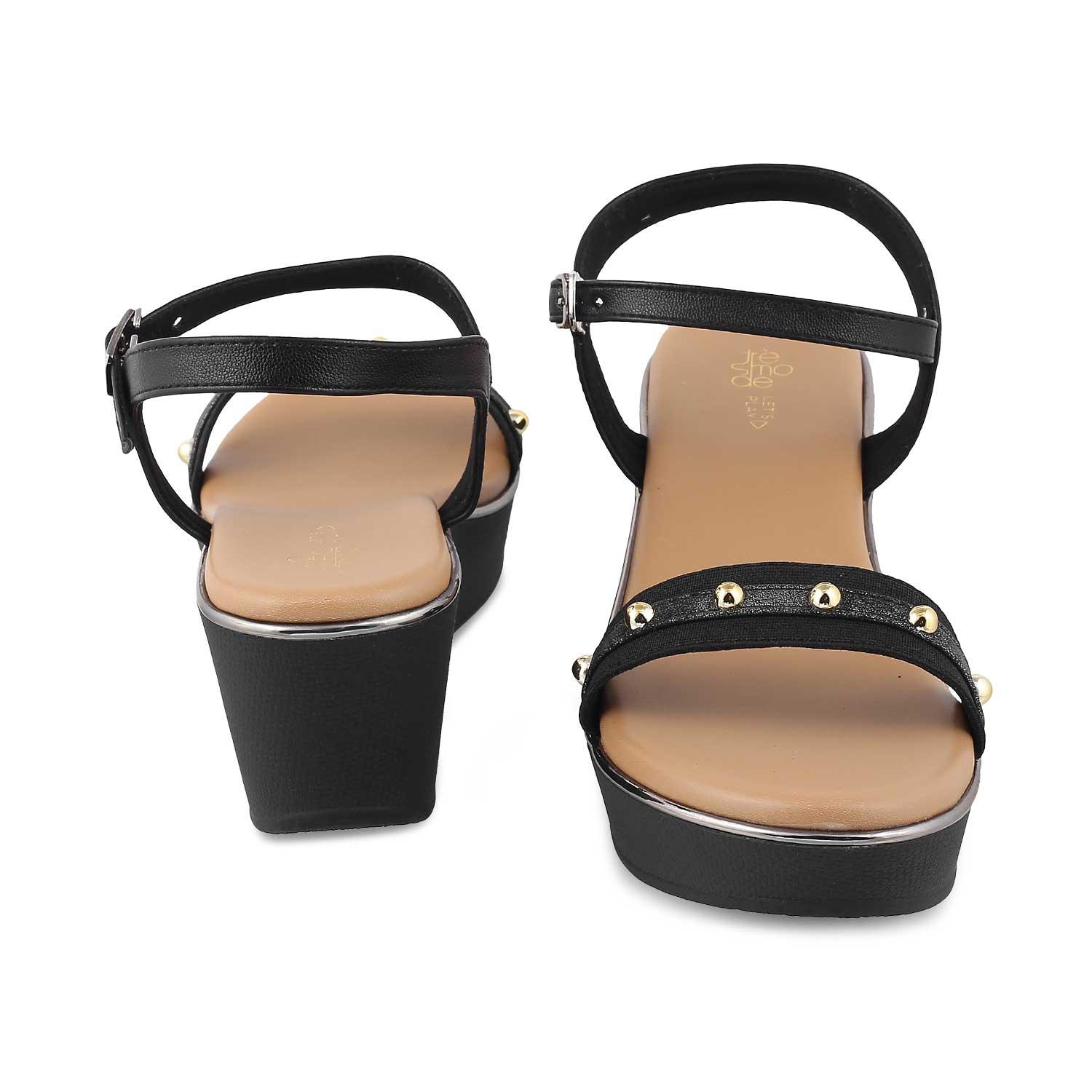 The Conq Black Women's Dress Wedge Sandals Tresmode - Tresmode