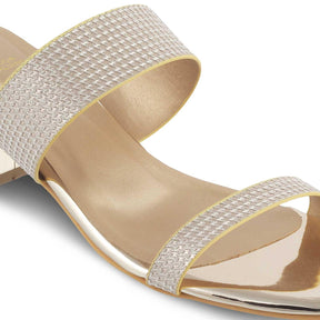 The Cos Gold Women's Dress Block Heel Sandals Tresmode - Tresmode