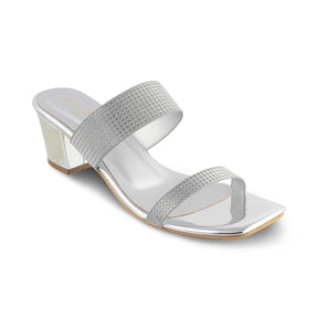 The Cos Silver Women's Dress Block Heel Sandals Tresmode - Tresmode