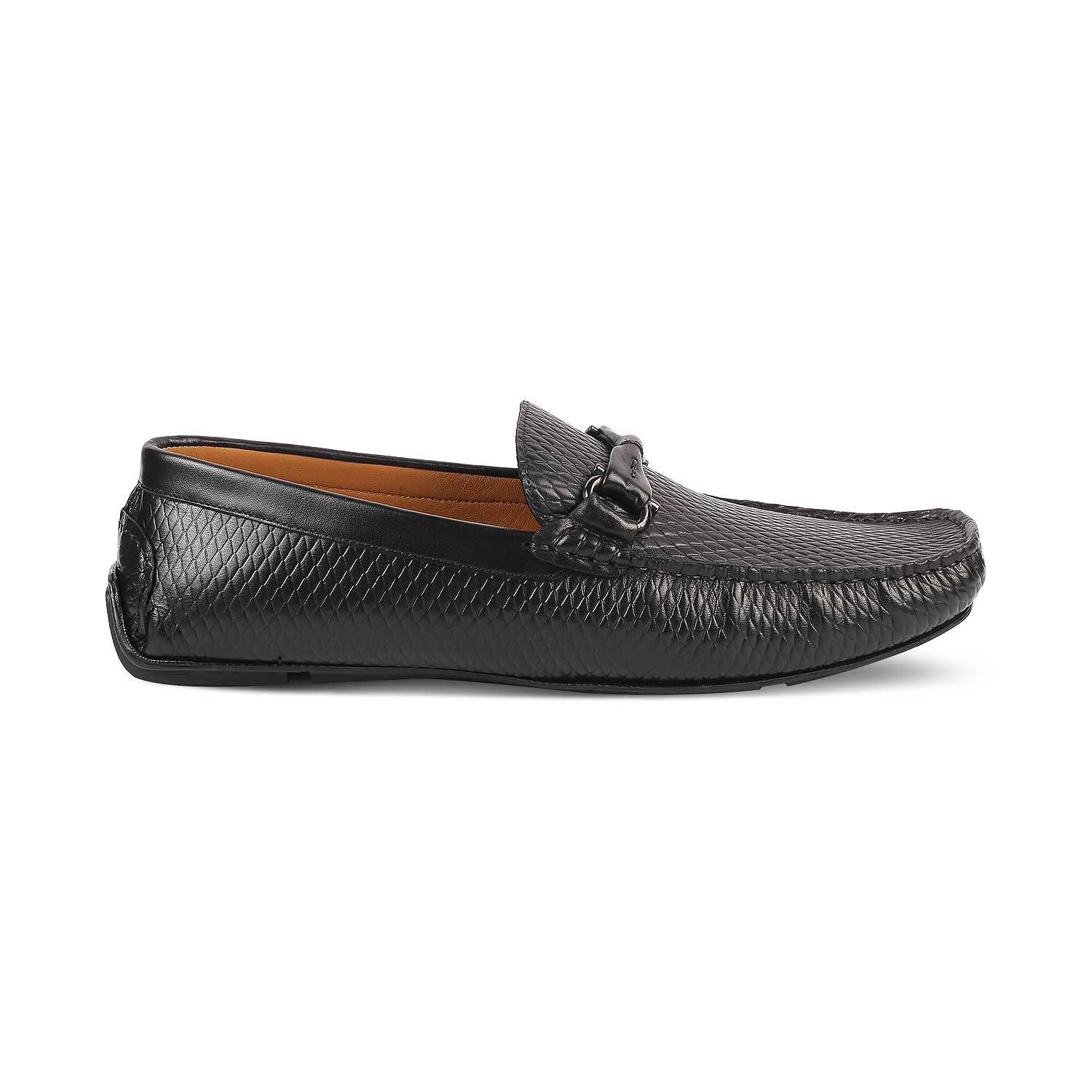 The Cover Black Men's Leather Driving Loafers Tresmode - Tresmode