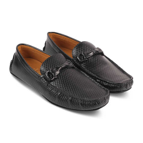 The Cover Black Men's Leather Driving Loafers Tresmode - Tresmode