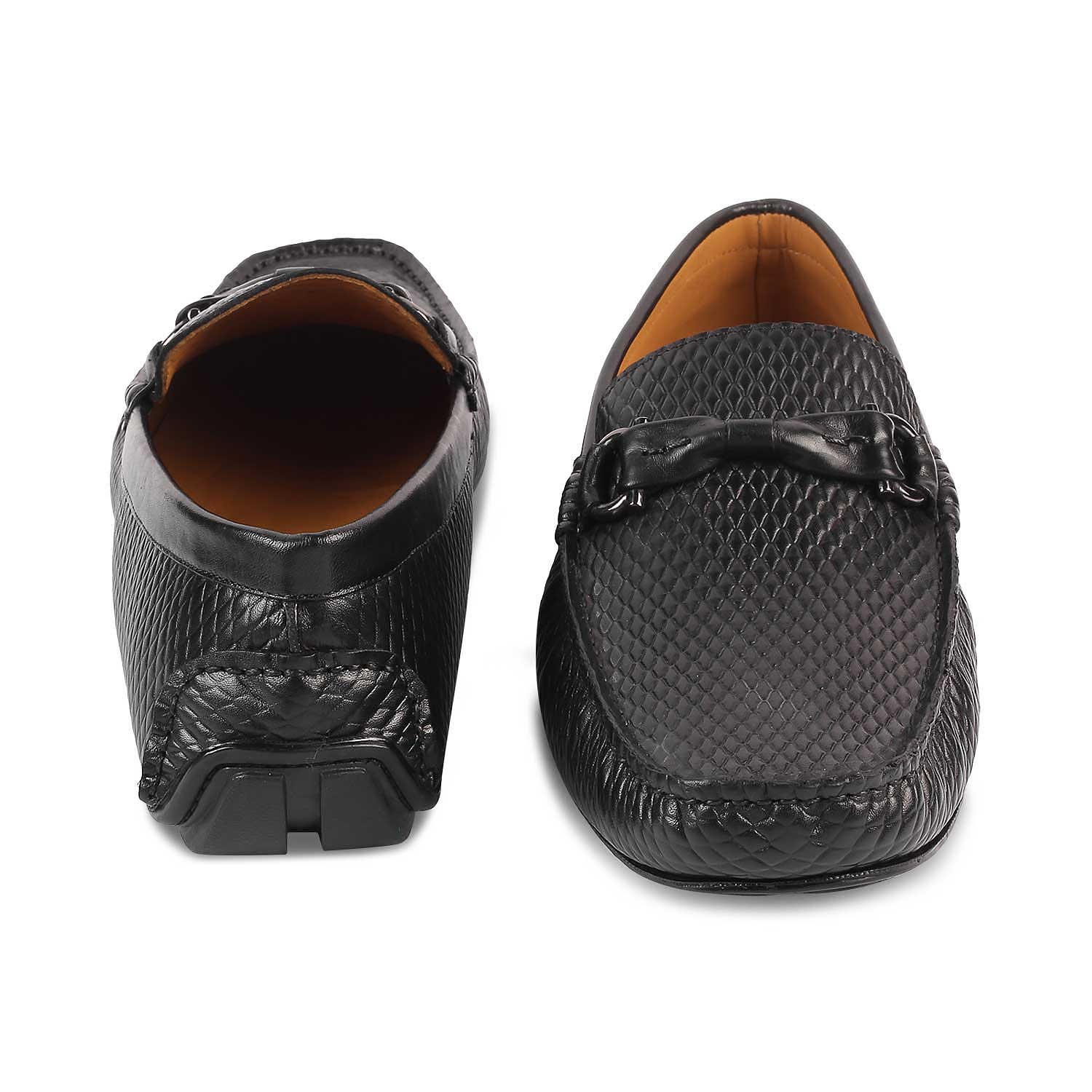 The Cover Black Men's Leather Driving Loafers Tresmode - Tresmode