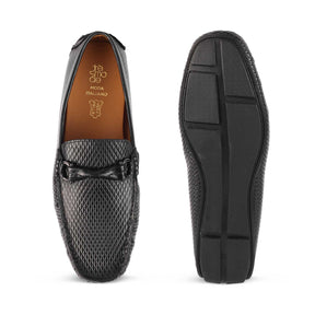 The Cover Black Men's Leather Driving Loafers Tresmode - Tresmode