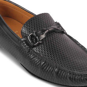The Cover Black Men's Leather Driving Loafers Tresmode - Tresmode