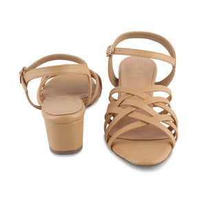 The Crossem Beige Women's Dress Block Heel Sandals Tresmode - Tresmode