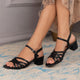 The Crossem Black Women's Dress Block Heel Sandals Tresmode