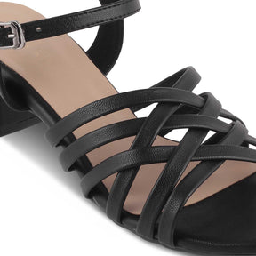 The Crossem Black Women's Dress Block Heel Sandals Tresmode - Tresmode